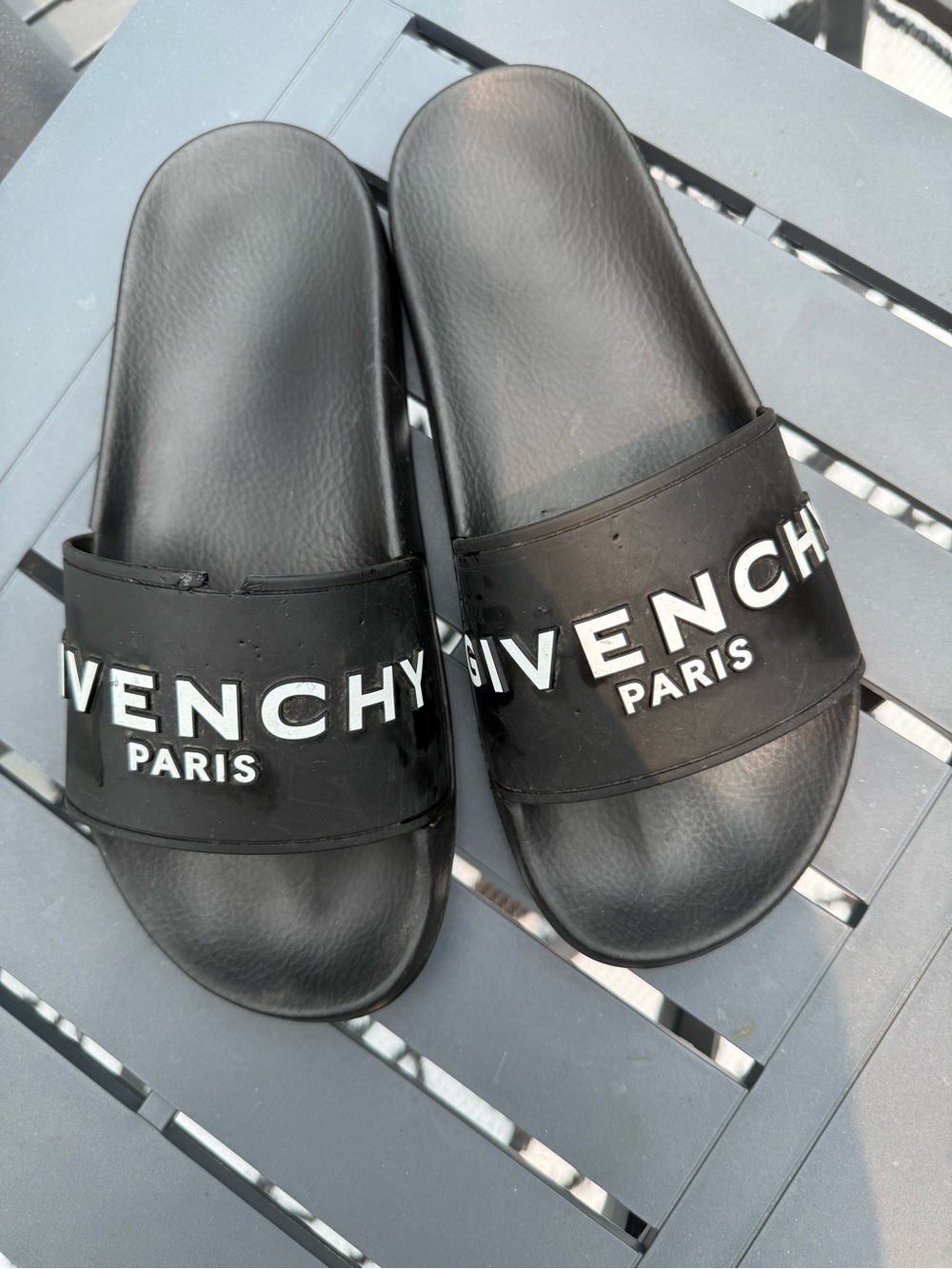 Givenchy Black Slide Sandals with White Logo